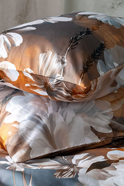 FAVORA Vienta Premium 100% Cotton Satin Double Duvet Cover Set - Orange