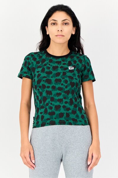 Puma Women Slim Fit Embroidered Logo Short Sleeves Outdoor T-Shirt, Multicolor