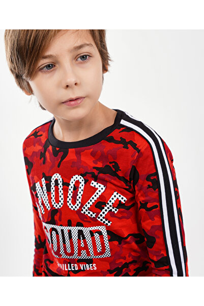 Minoti 2 Piece Snooze Squad Camo Pyjama Set - Red