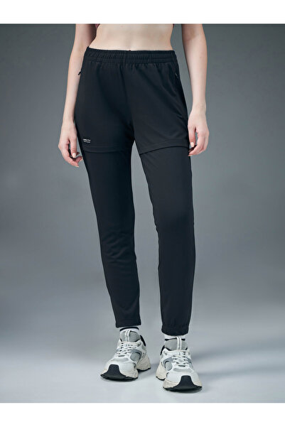 Technosport By Styli Women Black Solid 4-Way Stretch Joggers