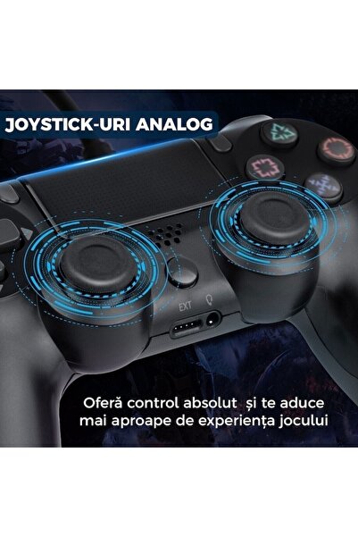 FOXMAG24 DoubleShock Wired Controller for PS4, 17 Buttons, Dual Vibration, Motion Sensor, Black