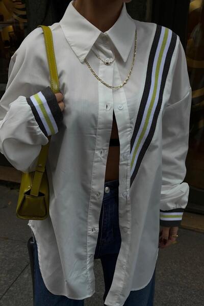 Lijuri Band Detailed Oversize Poplin Shirt 3436