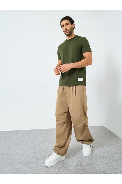 Styli Badge Detail Mock Neck Regular Fit T-Shirt