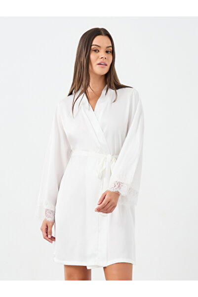 Styli Back V Shape Lace Trim Robe