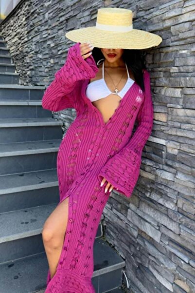 Lijuri Cardigan tricotat lung cu nasturi ajurat 5181 R2-C-K5