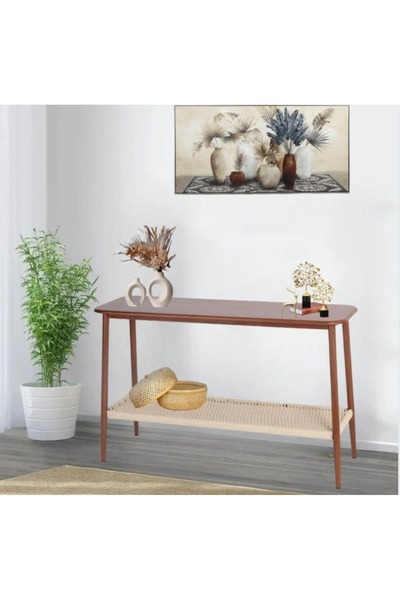DEC13 Wooden console with single rattan