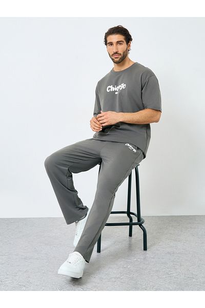 Styli Printed Oversized T-Shirt and Open Hem Joggers Co-Ords
