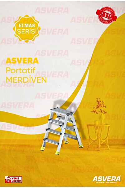 ASVERA 4+4 Basamak Alüminyum Çift Çıkışlı Merdiven | Ev Bahçe Ofis Depo Atöly...