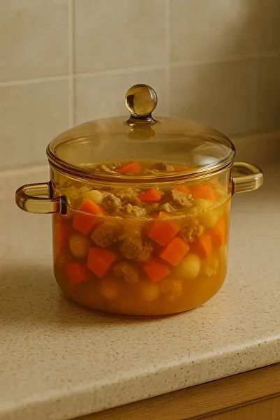 morponi Borosilicate Glass Pot 1.9 Lt Amber