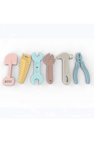 Choice 6pcs 6/8pcs Hammer spanner pliers tool teether boilable soft silicone baby baby biting gum music tee