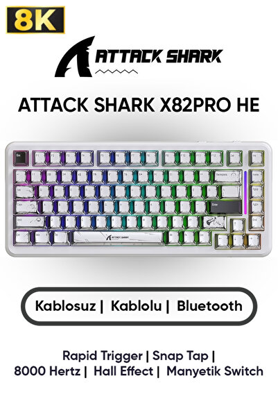 Meyer Gaming Attack Shark X82 PRO HE Hall Effect Rapid Trigger SnapTap Mekanik Klavye %75 Dizilim Manyetik Switch