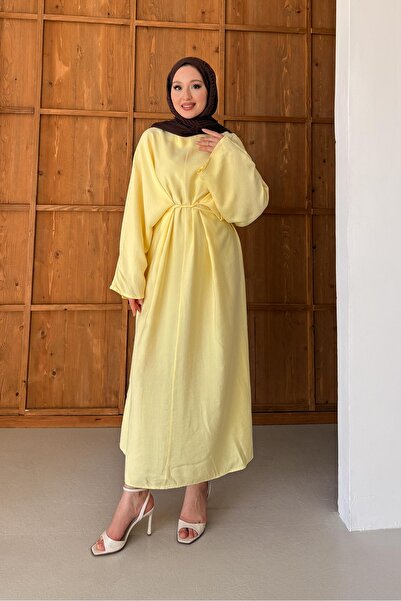 Rimel Moda Bağlamalı Alonso Elbise Sarı