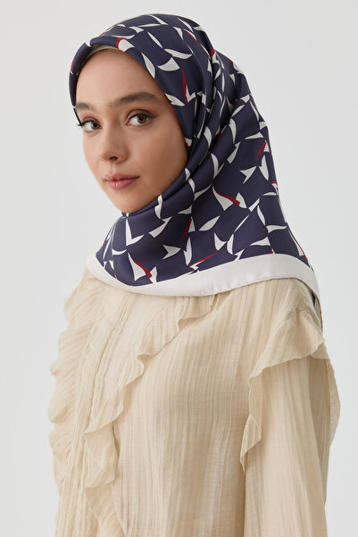 Tuğba Mizan Twill İpek Eşarp - Lacivert