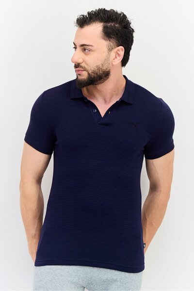 Puma Men Sportswear Fit Spread Collar Short Sleeve Outdoor Polo Shirt, Navy