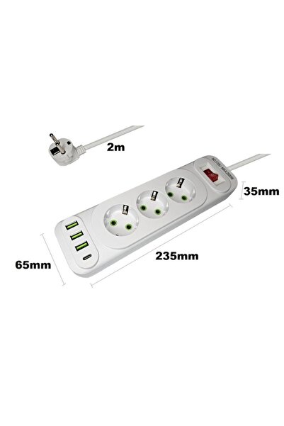 OEM WiFi Spy Camera, TSS-WSC-W, Hidden in Extension Cord, 3x Sockets, 3x USB, 1x Type C, Audio-Video, FH