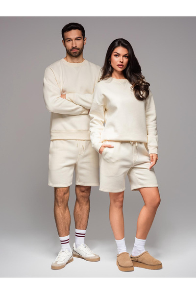 OMBRE UNISEX Sweatshirt + Shorts Set für Paare - Creme V2 Z108