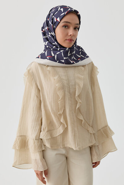 Tuğba Mizan Twill İpek Eşarp - Lacivert