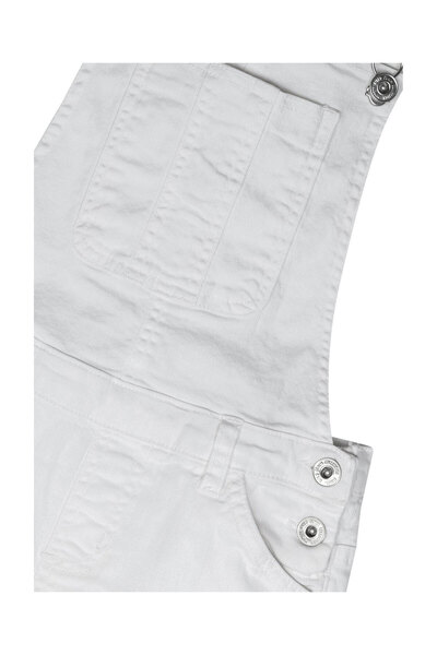 Minoti - Denim Short Dungaree-White