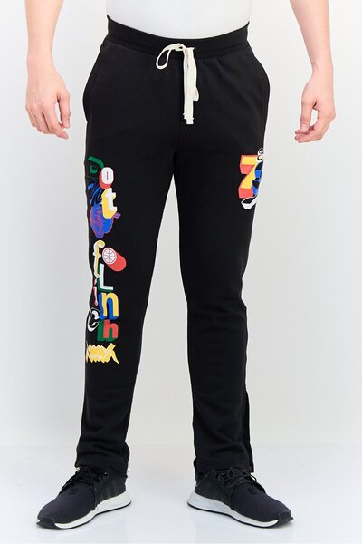 Puma Men Sportswear Fit Graphic Print Basketball Sweatpants, Black