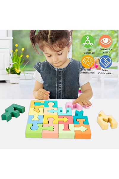 Yelajoy Wooden Shapes Puzzles Blocks,Geometric Montessori Toys Jigsaw 3D Shape STEM Sorter,Gift for Kids