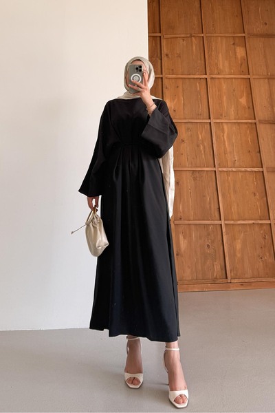 Rimel Moda Bağlamalı Alonso Elbise Siyah