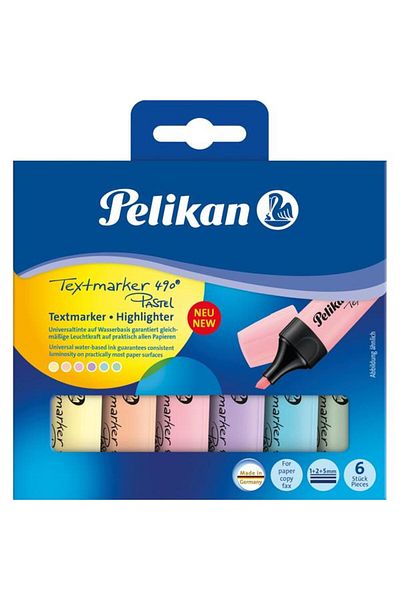 Pelikan Set 6 Textmarker 490, pastel colors
