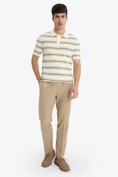 DeFacto Striped Knitwear Short Sleeve Polo T-Shirt F6331Ax25Sm