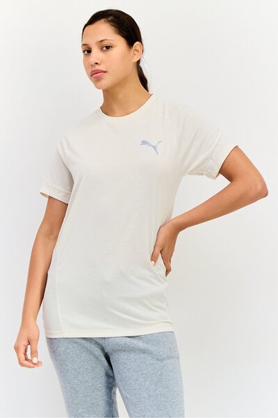 Puma Women Slim Fit Short Sleeve Outdoor T-Shirt, Cream