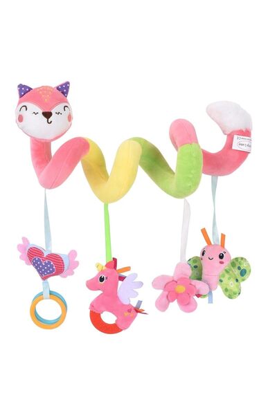 Choice Pink Baby Car Seat Toys 3-6 Months Stroller Toys Infant Fox Spiral Hanging Plush with Music Box BB S
