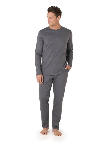 Pierre Cardin Striped Robdöşambr Combed Cotton Pajama Set 3-Piece Dowry Set 5630