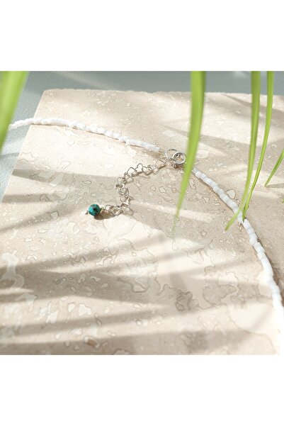 Abundo Colier din mărgele Miyuki, pietre de turcoaz african si argint 925