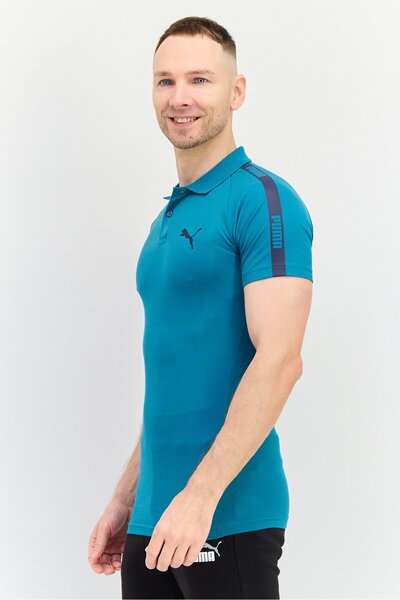 Puma Men Sportswear Fit Short Sleeve Outdoor Polo, Teal Green