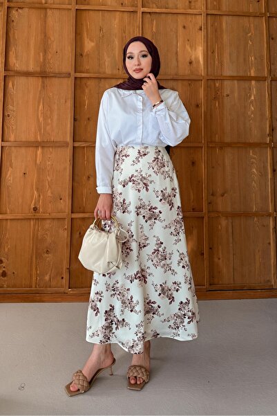 Rimel Moda حجر تنورة منقوشة على شكل ورقة شجر