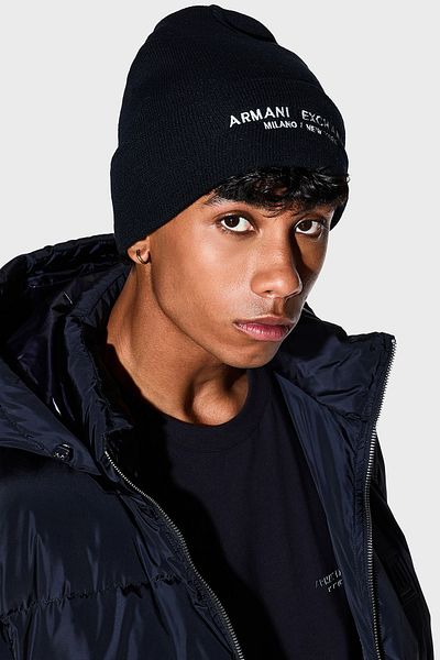 Armani Exchange Logo Embroidered Beanie Men's Beanie Xm001637 Af16950 Ub101