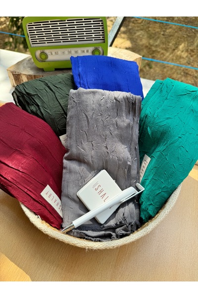 shalby Set of 5 Bamboo Shawls in Wicker Basket with Makeup Mirror and Pen Gift