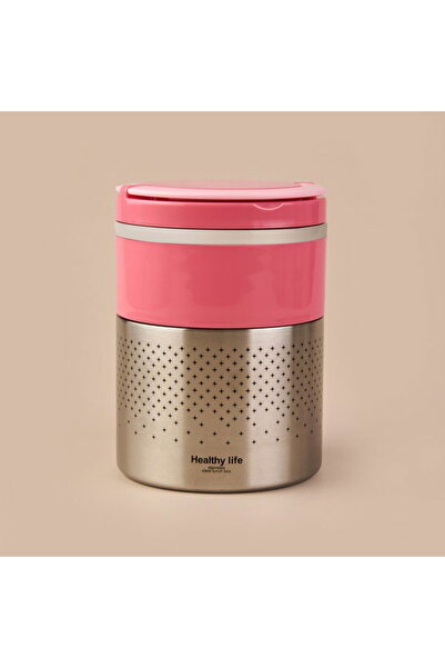 Tohana 2 Katlı Çelik Yemek Termosu - Pembe - 1,5 lt