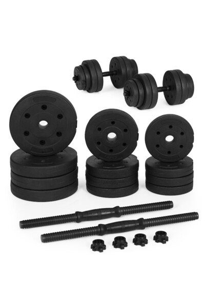 ideal STORE Set Gantere Reglabile idealSTORE, Greutate 20 kg, 2×10 kg, 12 Discuri Ponderate, Manere Antiderapan