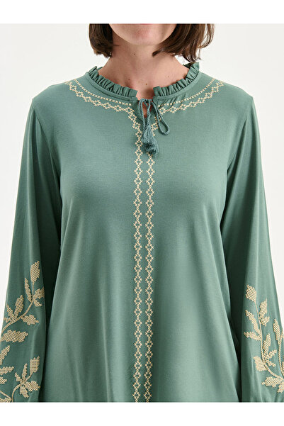 LC Waikiki Timeless Recommendations from Timeless Store |   Ruffled Tie Neck Patterned Blouse