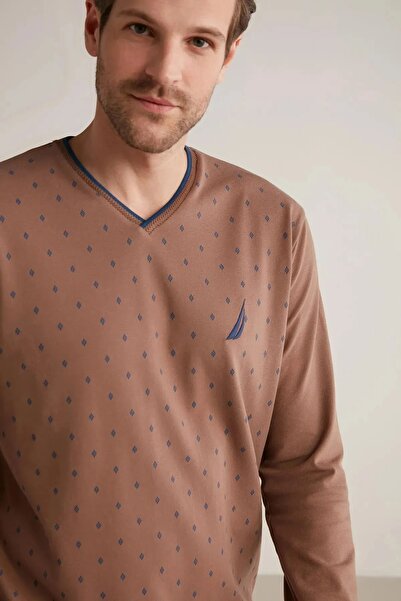 YUYİ N A U T l C A PAMUCLY V-NECK ΜΑΛΑΚΗ ΥΦΗ ΜΑΚΡΥΜΑΝΙΚΗ ΑΝΔΡΙΚΗ ΠΙΤΖΑΜΑ