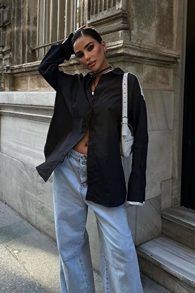 Lijuri Denver Sırtı Çizgi Oversize Gömlek 3346-08