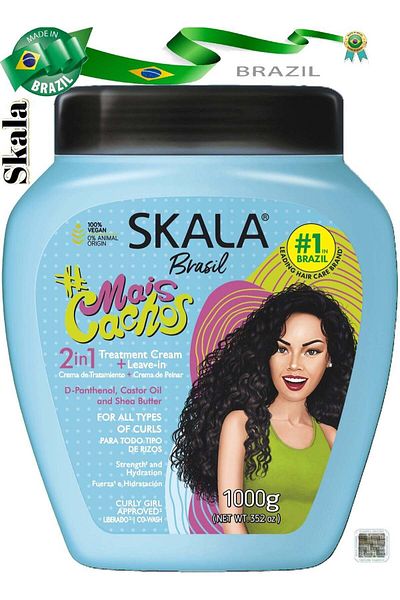 SKALA Mais Cachos 2 in 1 Treatment and Moisturizing Cream for Curly and Wavy Hair, Styling Cream, La