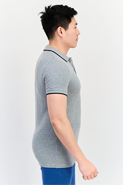 Puma Men Slim Fit Brand Logo Short Sleeves Outdoor Polo, Grey