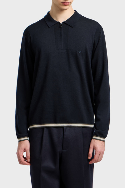 Emporio Armani 100% Wool Regular Fit Half Zip Polo Neck Sweater Men's Sweater Em001512 Af14158 Ub