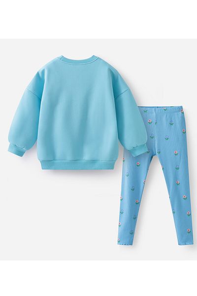 SAPS Sweatshirt with Pedal Power Embroidery and Floral Print Leggings - Blue