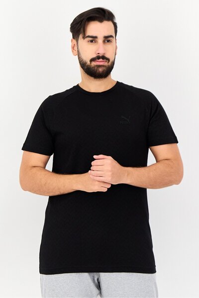 Puma Men Slim Fit Short Sleeves Embroidered Logo Outdoor T-Shirt, Black