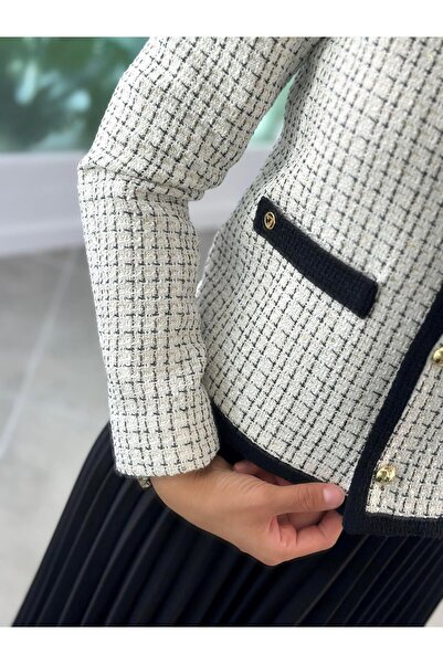 Armine Trend Tweed Jacket Suit 25Kt630 Ecru