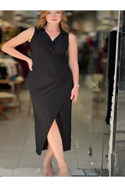 MİRVE BUTİK SANDY KUMAŞ DRAPELİ ELBİSE