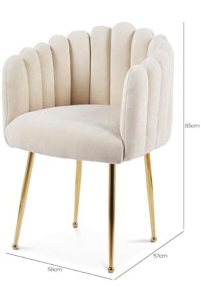 Vanity Living Set of 2 Veneto Cream Dining Chair – Modern Upholstered Chair with Elegant Chrome Le