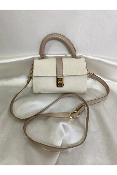 owwon Women's Mini Gold Detailed Leather Belt and Handle Hand and Shoulder Bag