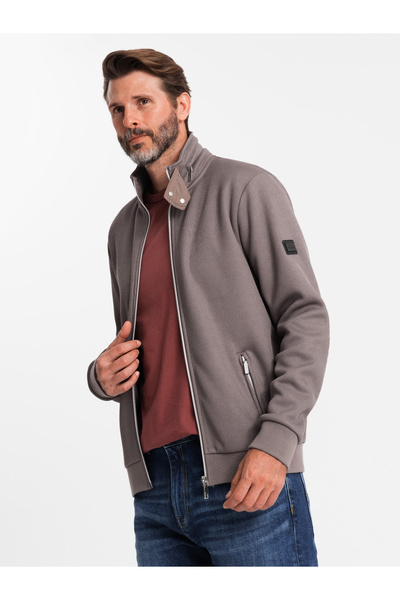 OMBRE Herrenjacke mit hohem Kragen und Fleece-Innenseite - ash V2 OM-JANP-0154